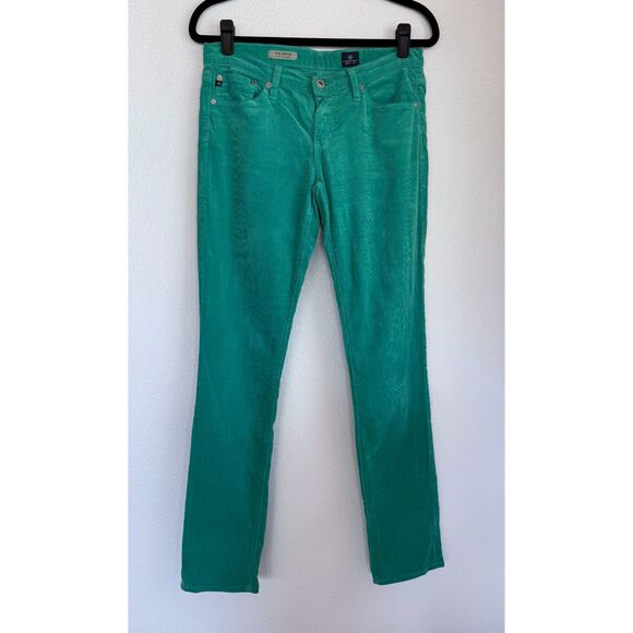 AG Adriano Goldschmied The Stevie Slim Straight Jeans in Green Corduroy Size 28 - Picture 3 of 11